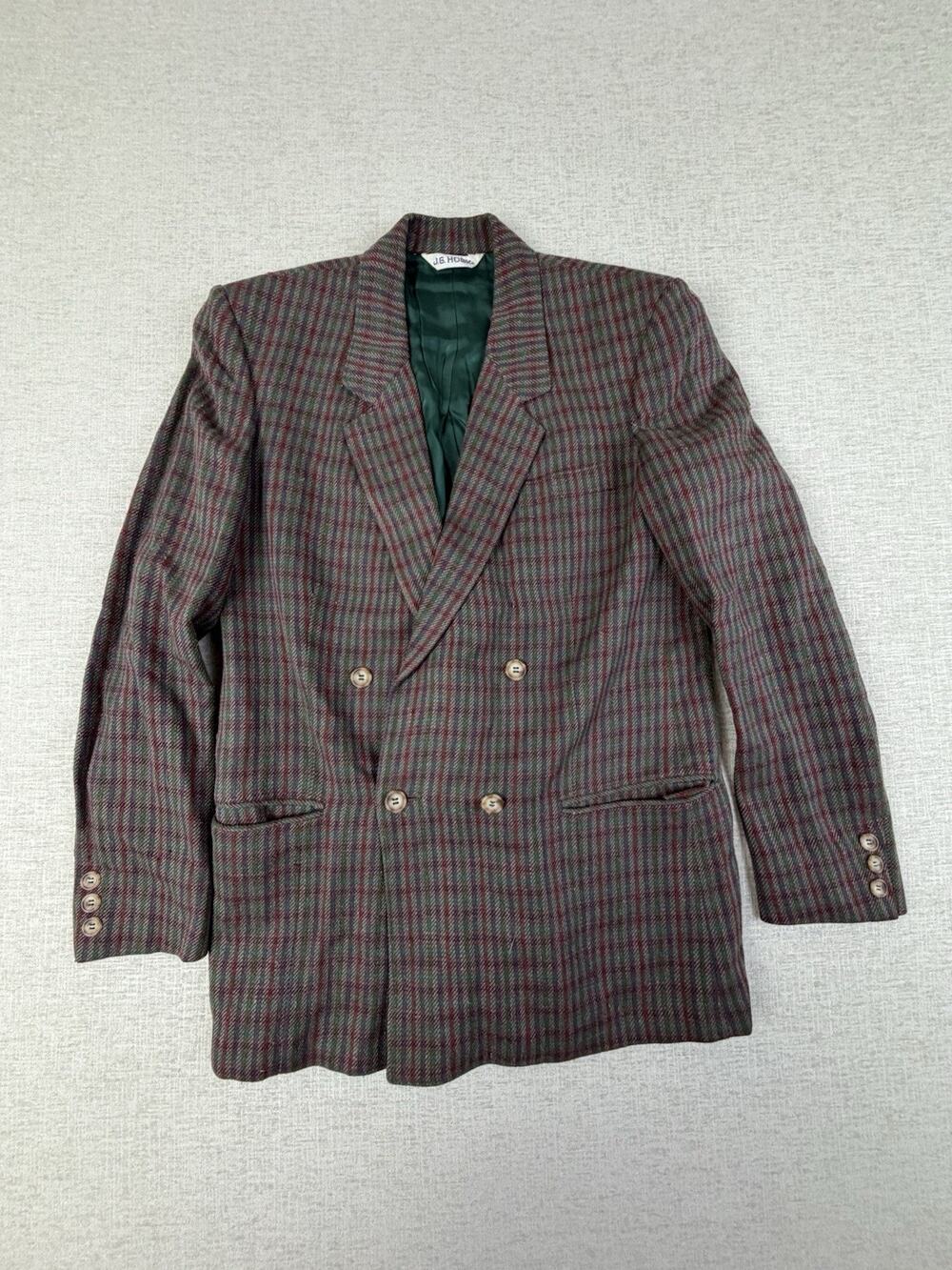 Vintage J.G. Hook Womenβs Size 12 Wool Silk Plaid Blazer Skirt Suit Set